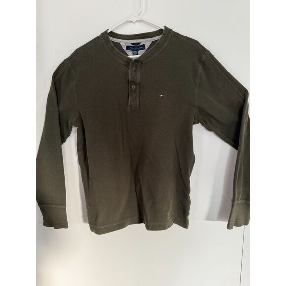 ? Vintage Tommy Hilfiger Thermal Army Green Men's Shirt sz Large - Picture 1 of 6